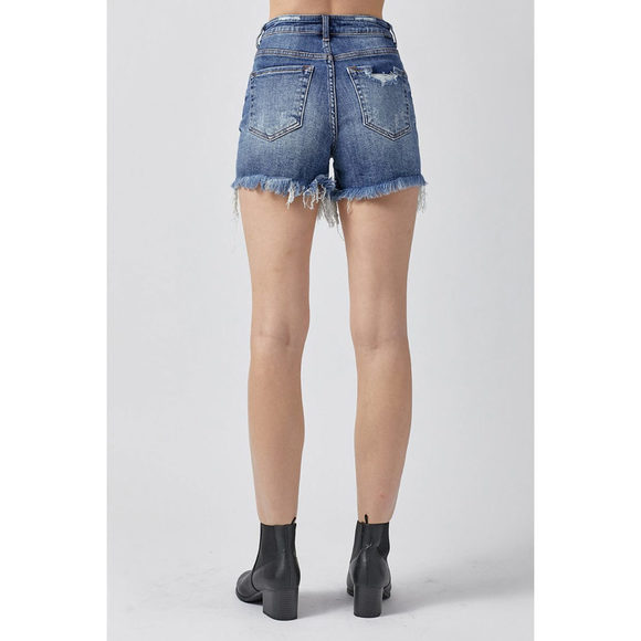 RISEN High Rise Distressed Denim Shorts - Picture 2 of 6